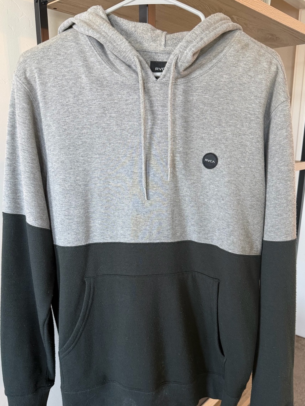 RVCA Two-Tone Grey and Black Pullover Hoodie
